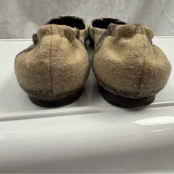 TORY BURCH Serena Plaid Medallion Logo Ballerina Flats. - Picture 6 of 10
